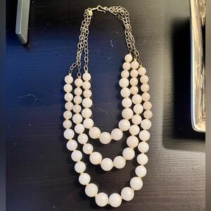 CHAN LUU 3-strand, white faceted sterling silver necklace